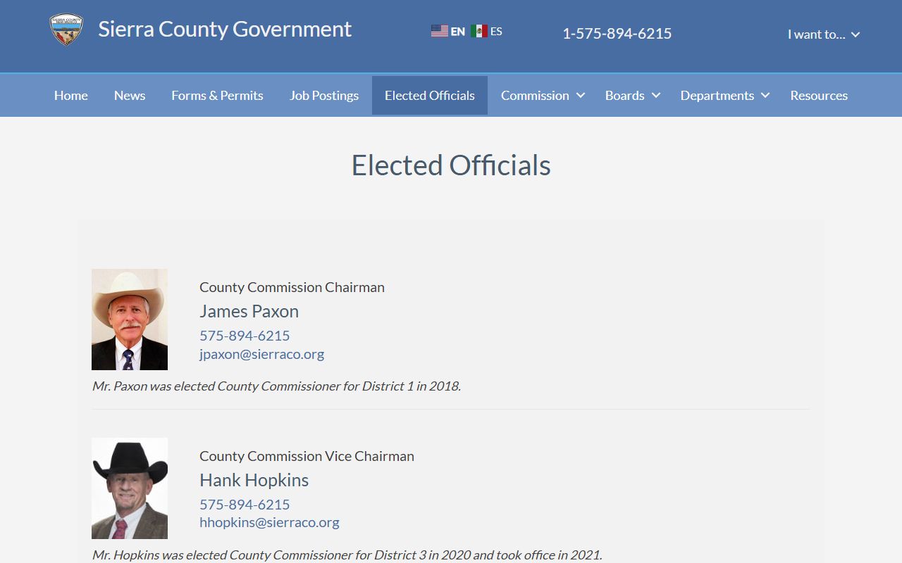 Sierra County District Court Clerk elected officials distinction
