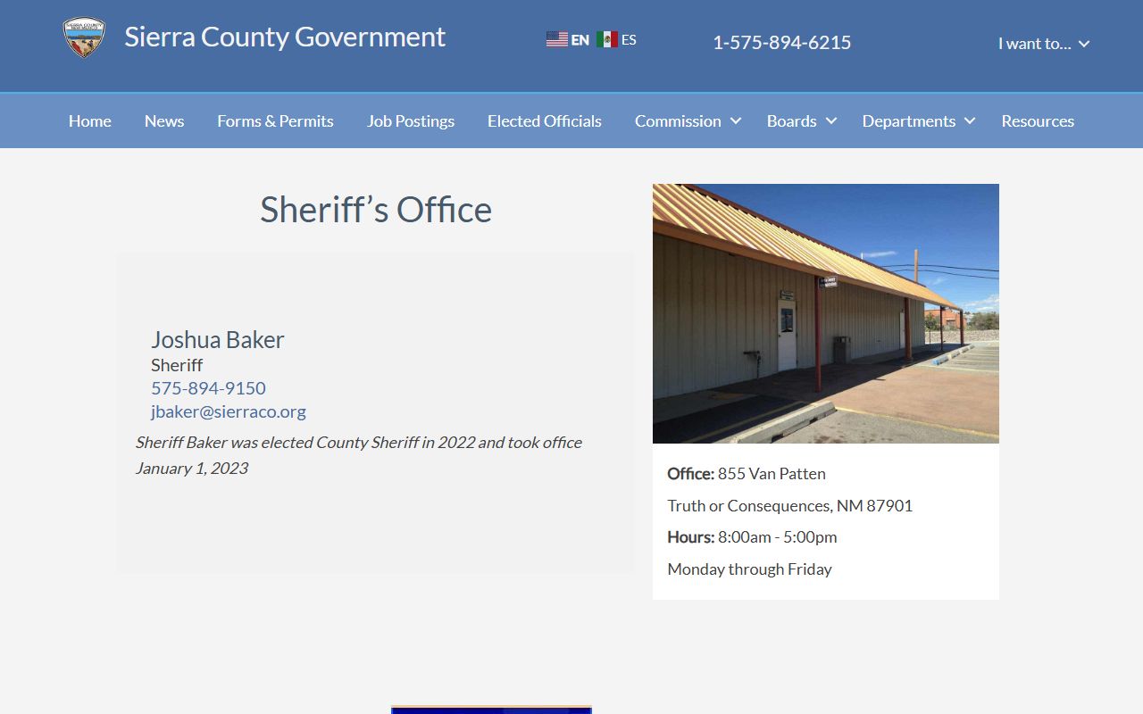 Sierra County arrest records Sheriff's Office page