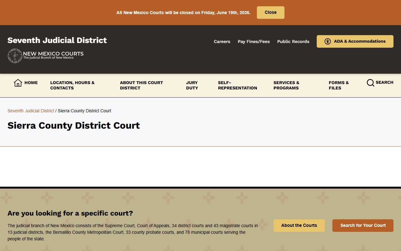 Sierra County court dockets district court page