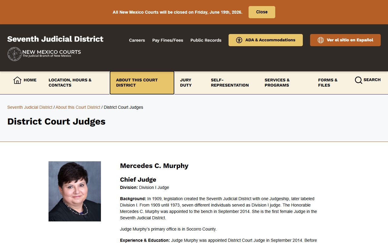 Sierra County court dockets Seventh Judicial District judges