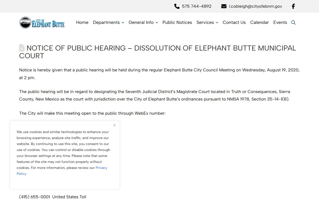 Sierra County District Court Elephant Butte municipal transfer notice