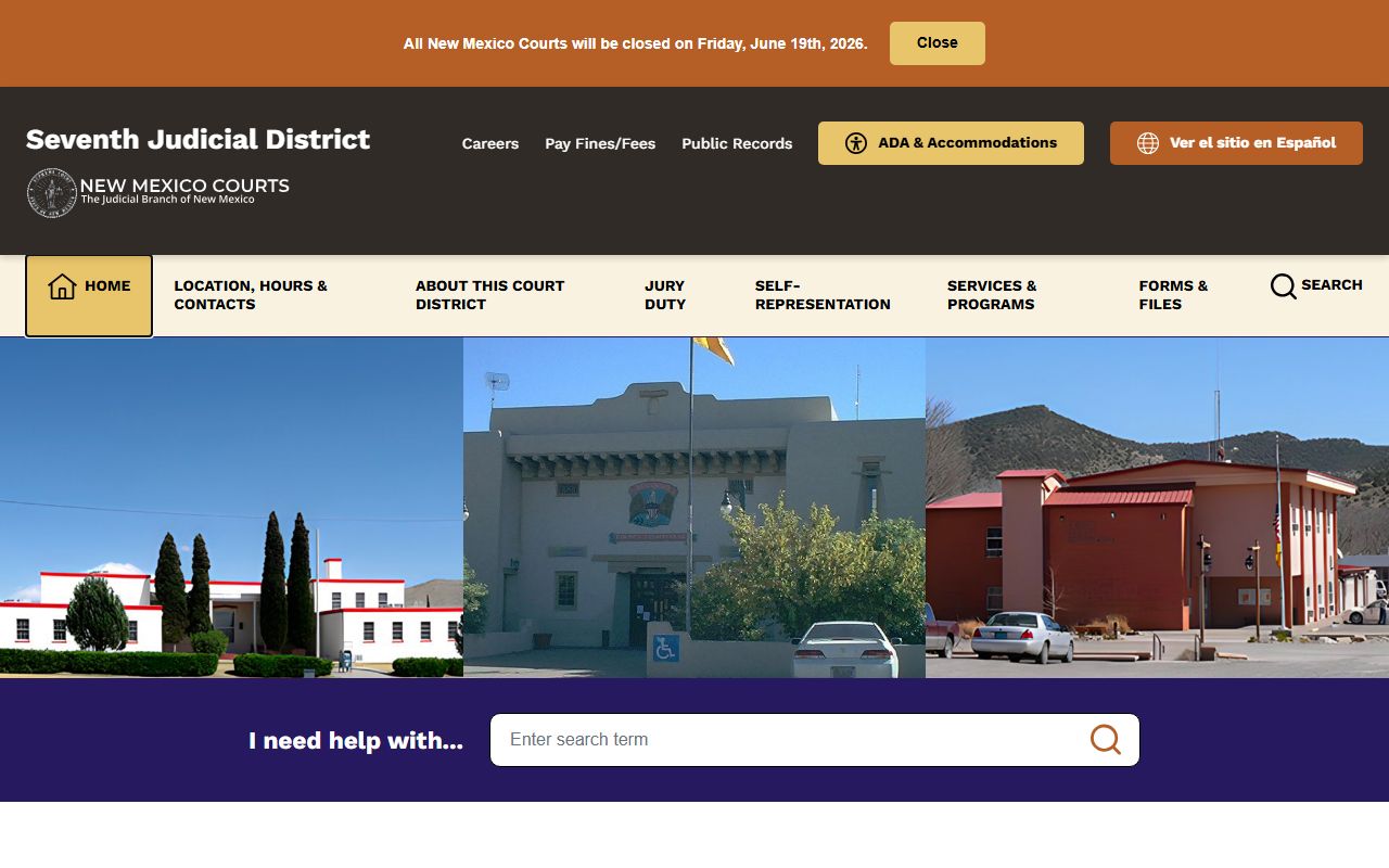 Seventh Judicial District Court homepage for Sierra County and nearby New Mexico counties