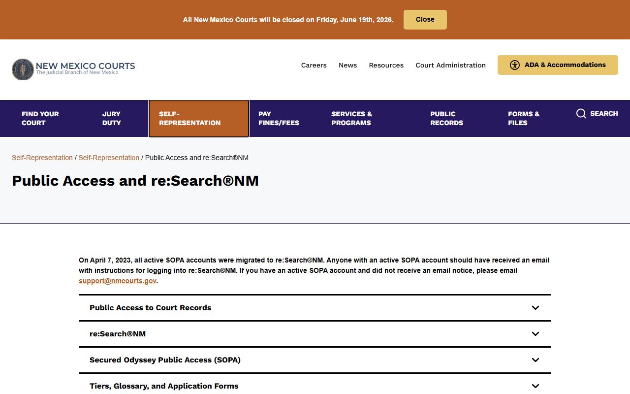 New Mexico public access and reSearchNM guidance for court records