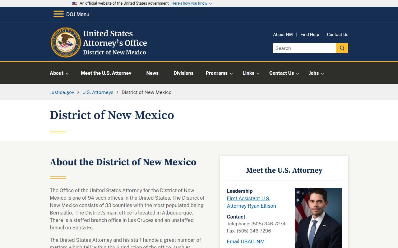 Sierra County inmate records U.S. Attorney District of New Mexico