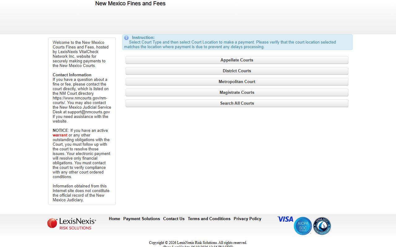 Sierra County traffic court records New Mexico Courts fines and fees portal