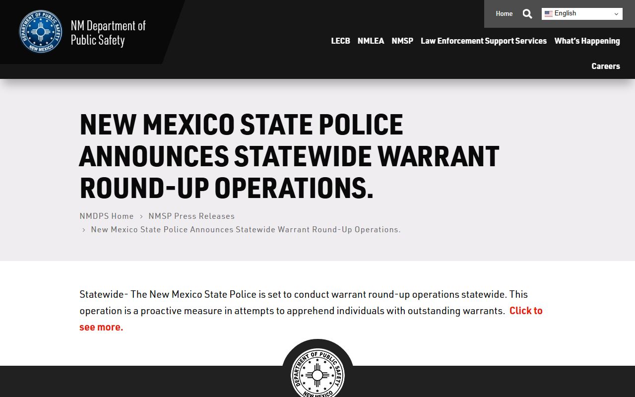 Sierra County warrant records New Mexico State Police warrant round-up notice